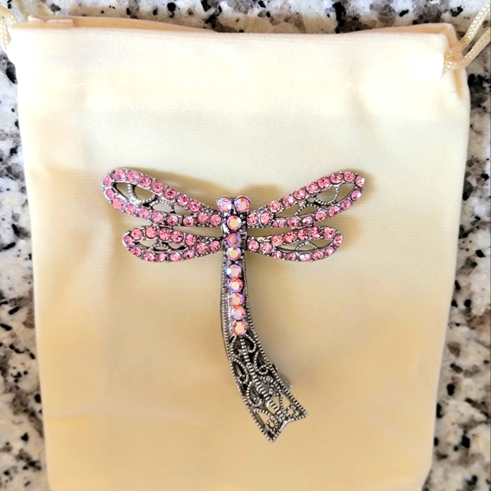 Rhinestone Dragonfly Brooch / Hair Clip - Picture 3 of 8